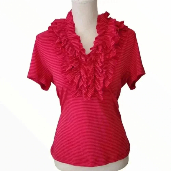 Soft Surroundings Striped Ruffled Tee - Picture 2 of 8